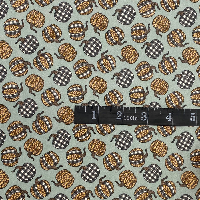 Leopard and Buffalo Plaid Pumpkin Printed Leather