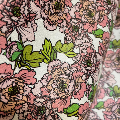 Pink Carnation Printed Marine Vinyl Faux Leather