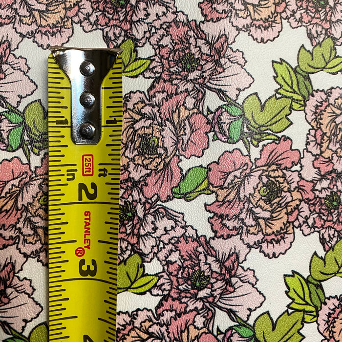 Pink Carnation Printed Marine Vinyl Faux Leather