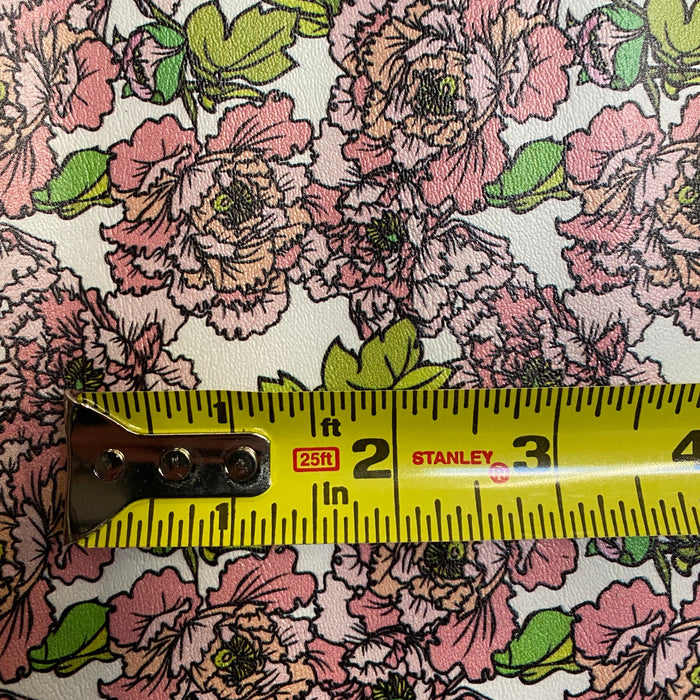 Pink Carnation Printed Marine Vinyl Faux Leather