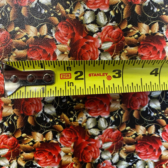 Dark Roses Printed Marine Vinyl Faux Leather
