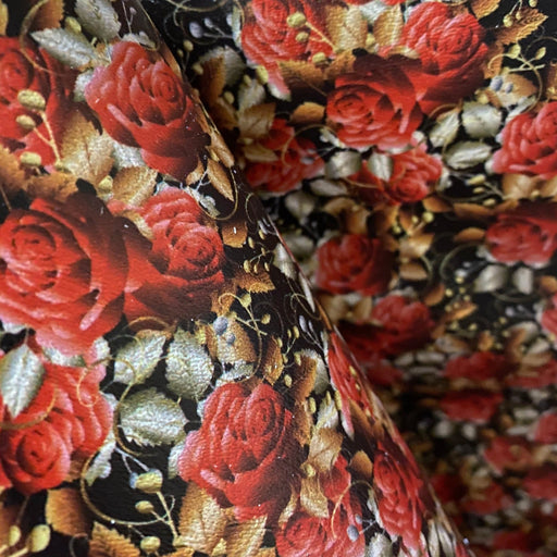 Dark Roses Printed Marine Vinyl Faux Leather