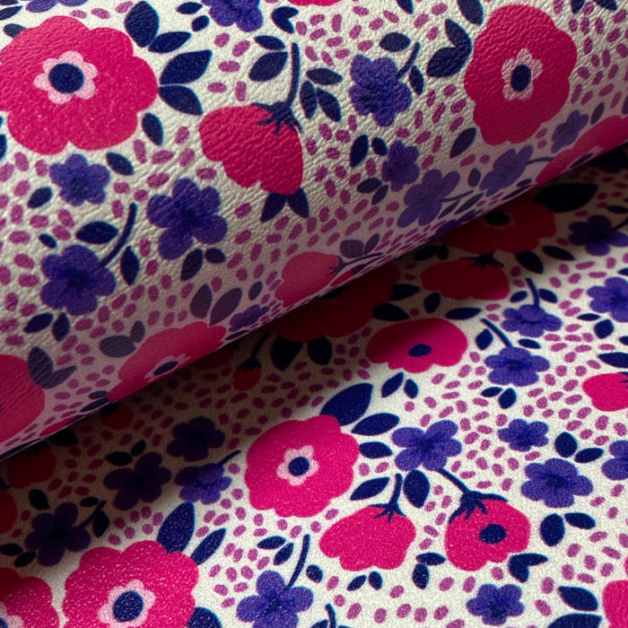 Spring Blossoms Printed Marine Vinyl Faux Leather