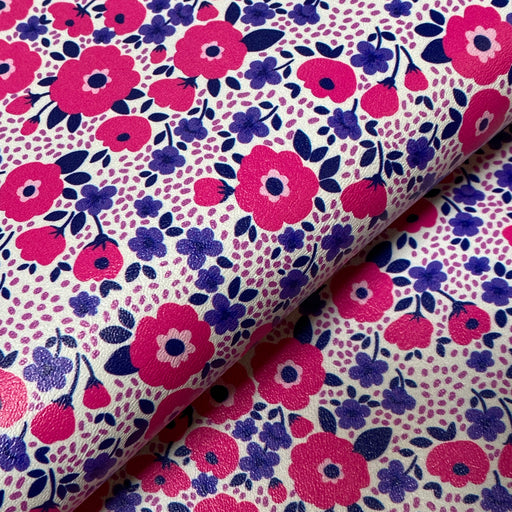 Spring Blossoms Printed Marine Vinyl Faux Leather