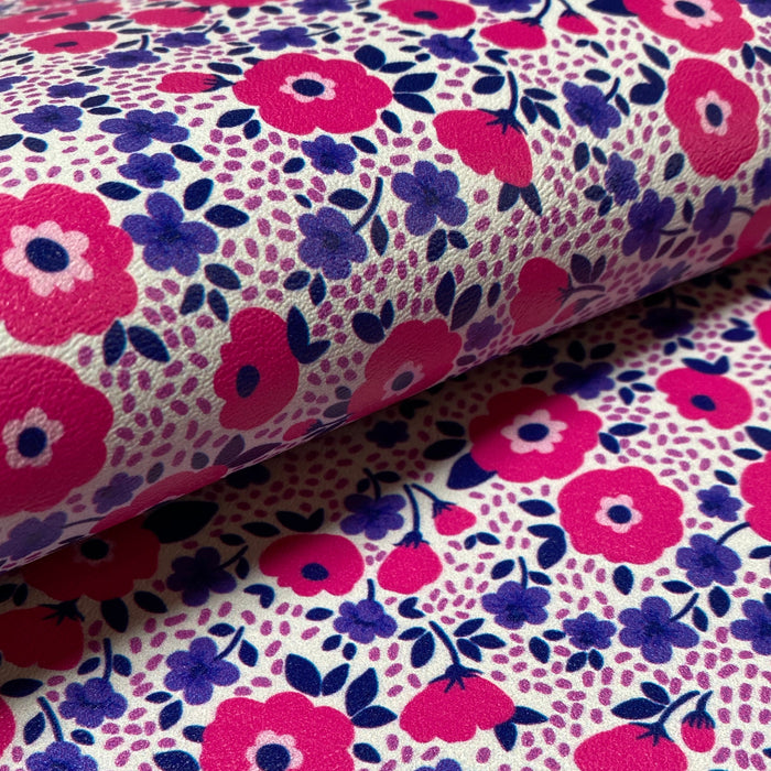 Spring Blossoms Printed Marine Vinyl Faux Leather