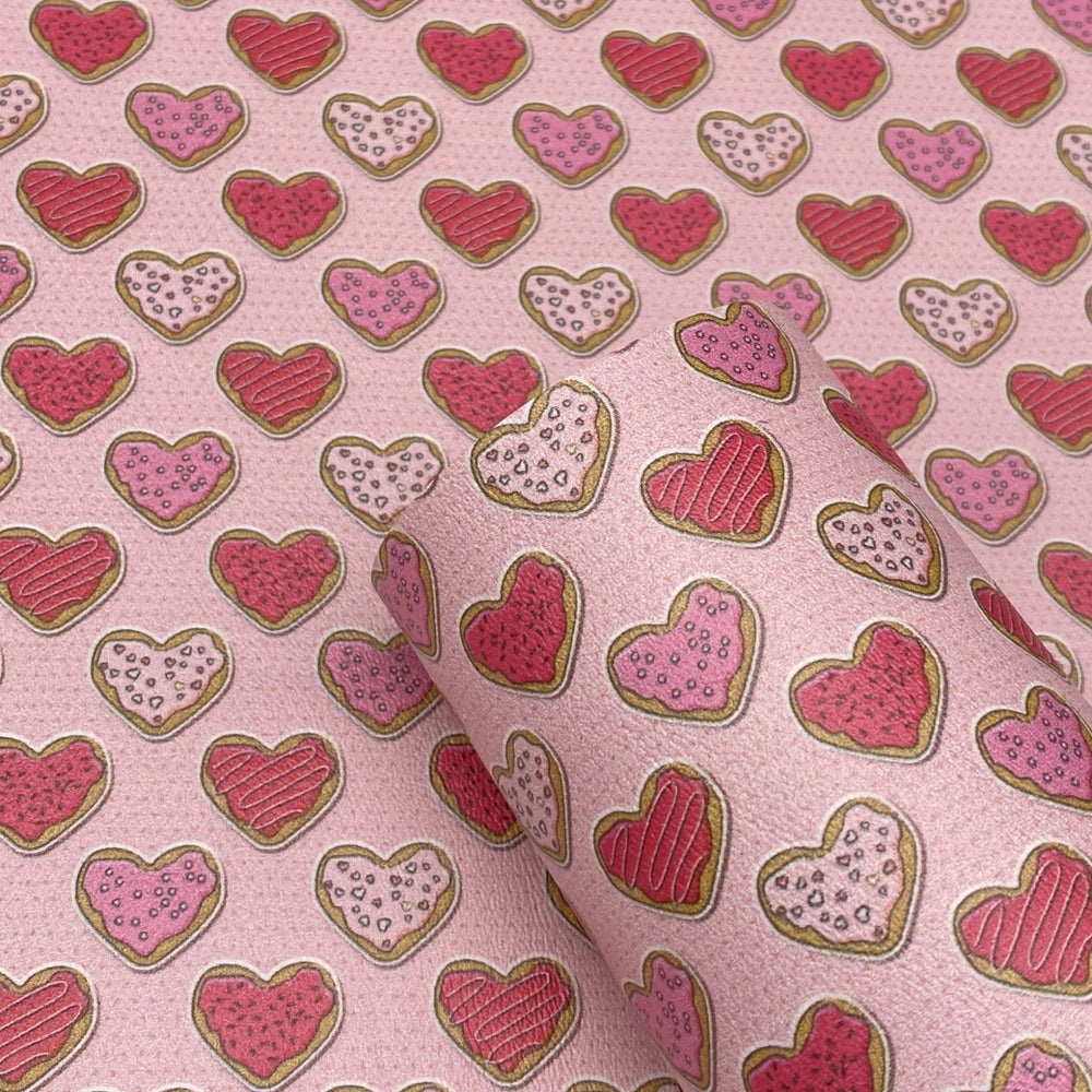 Heart Sugar Cookies Printed Marine Vinyl Faux Leather