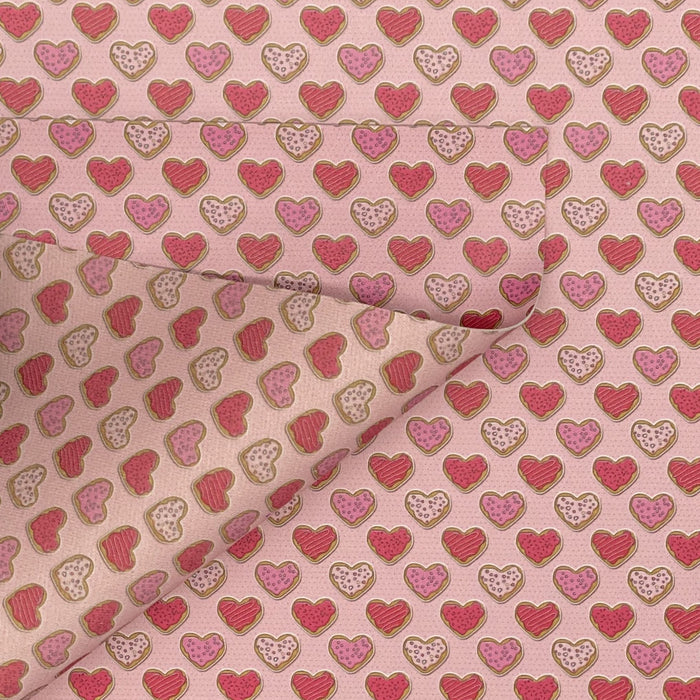 Heart Sugar Cookies Printed Marine Vinyl Faux Leather