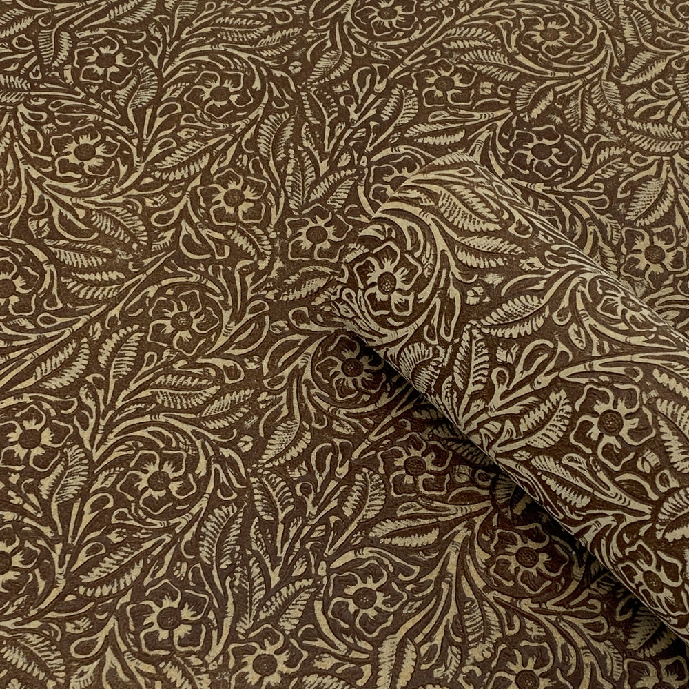 Floral Embossed Suede Sheet - Tan
