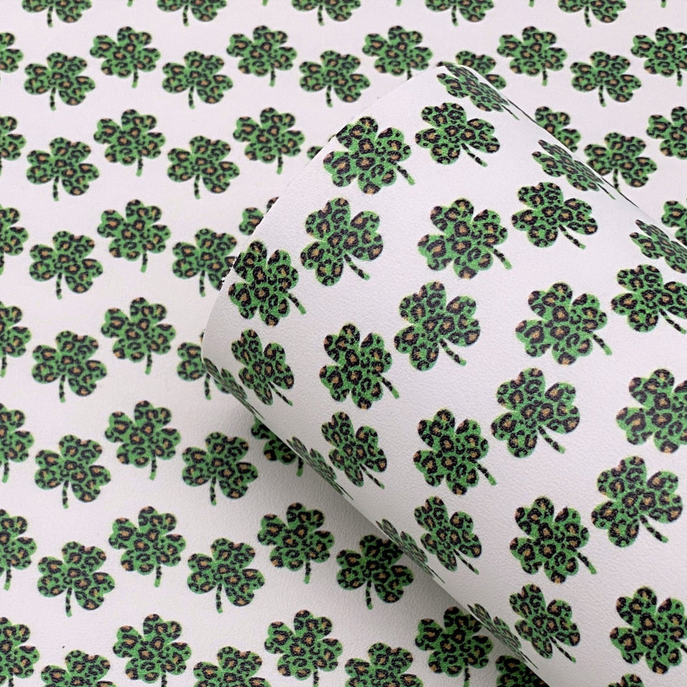 Leopard Shamrock Printed Leather