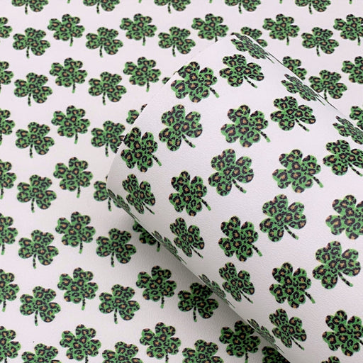 Leopard Shamrock Printed Leather