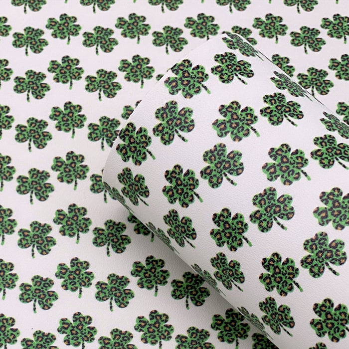 Leopard Shamrock Printed Leather