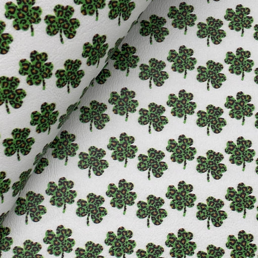 Leopard Shamrock Printed Marine Vinyl Faux Leather