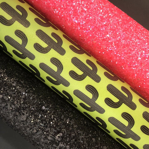 Saguaro Cactus Lime Green Printed Marine Vinyl Faux Leather