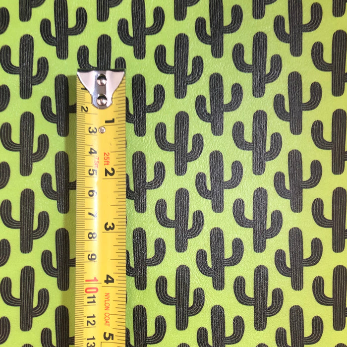 Saguaro Cactus Lime Green Printed Marine Vinyl Faux Leather