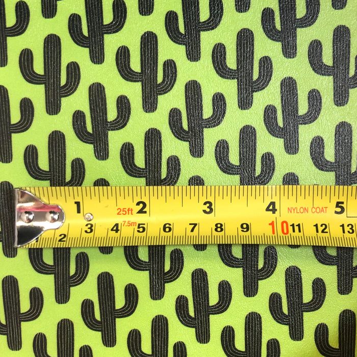 Saguaro Cactus Lime Green Printed Marine Vinyl Faux Leather