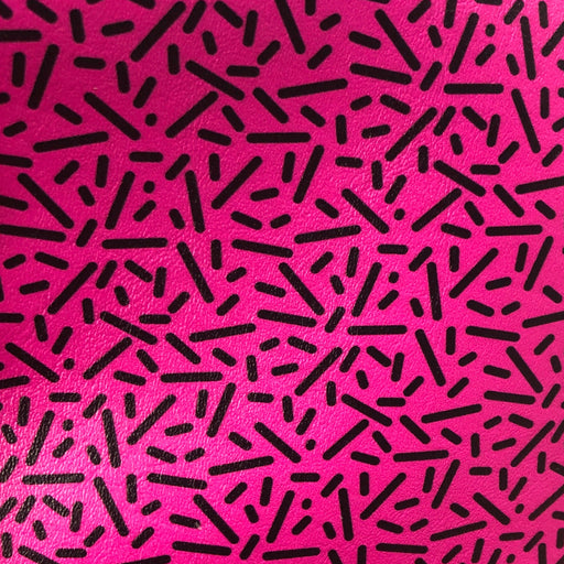 Neon Pink & Black Sprinkles Marine Vinyl Faux Leather