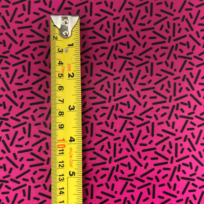 Neon Pink & Black Sprinkles Marine Vinyl Faux Leather