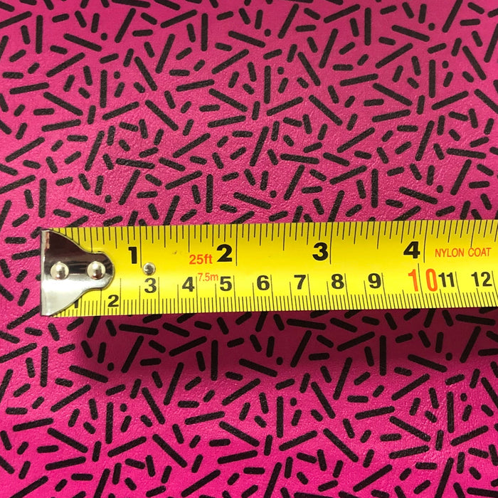 Neon Pink & Black Sprinkles Marine Vinyl Faux Leather