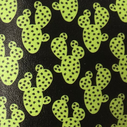 Bright Green Cactus Printed Marine Vinyl Faux Leather