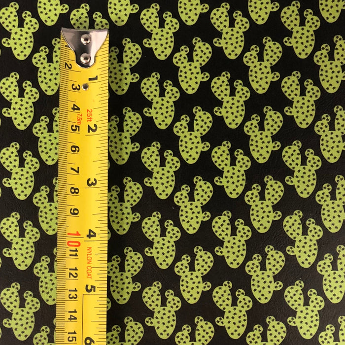 Bright Green Cactus Printed Marine Vinyl Faux Leather