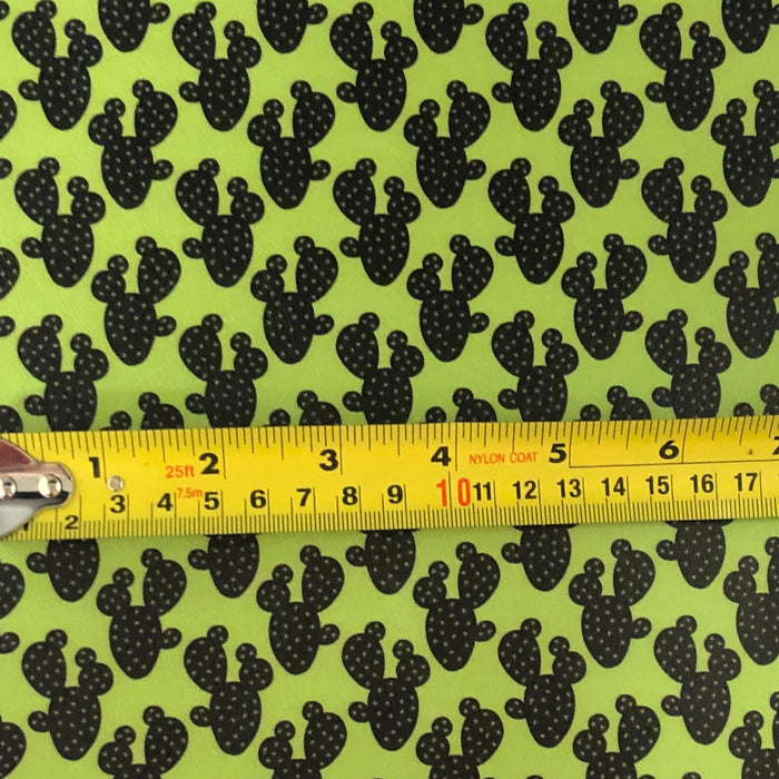 Lime Green Cactus Printed Marine Vinyl Faux Leather