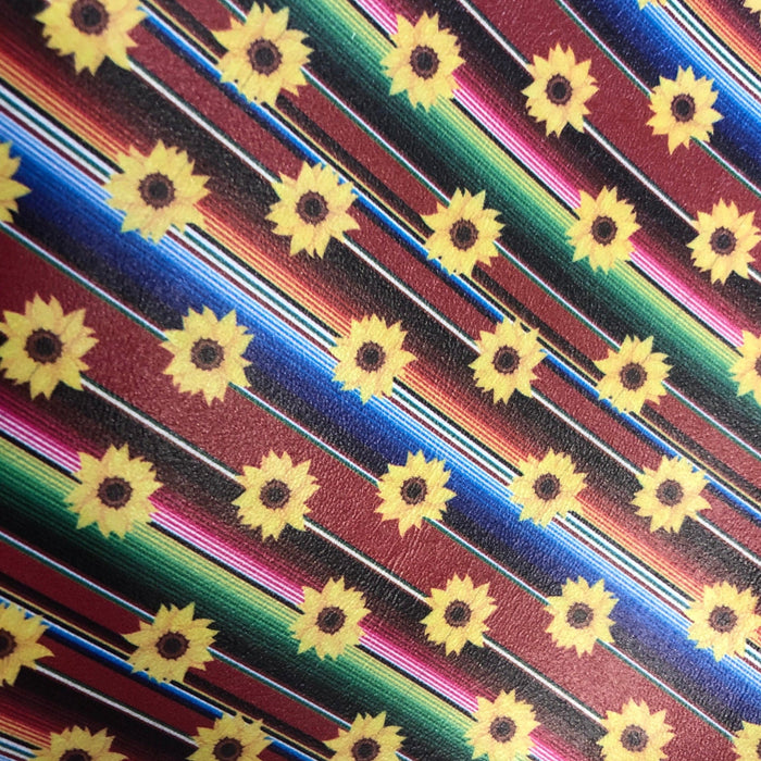 Serape Sunflower Printed Marine Vinyl Faux Leather