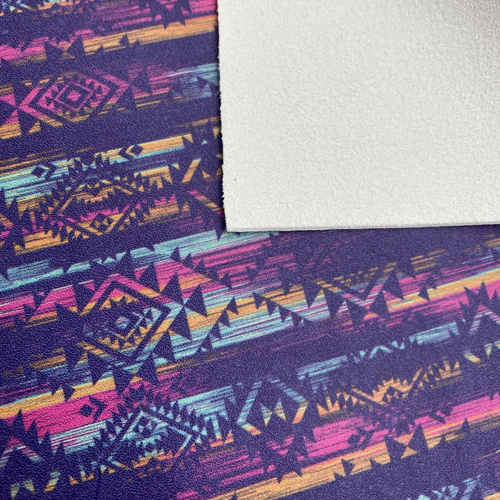 Distressed Aztec Printed Cowhide Leather