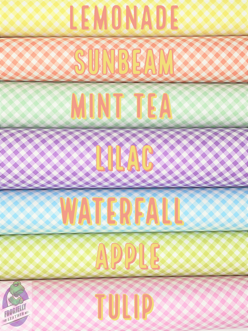 Gingham Plaid Printed Marine Vinyl Faux Leather