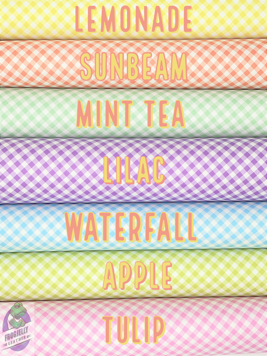Gingham Plaid Printed Marine Vinyl Faux Leather