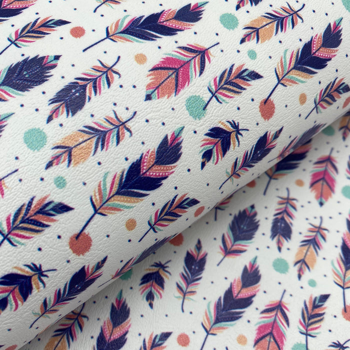 Spring Feather Printed Marine Vinyl Faux Leather