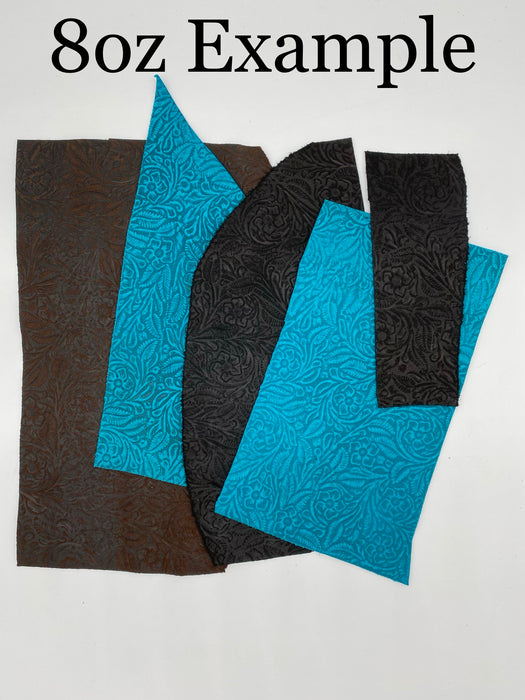 Floral Embossed Cowhide Leather Suede Scrap