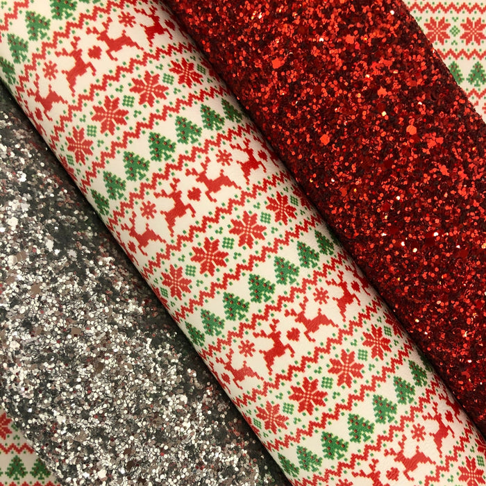 Fair Isle Printed Marine Vinyl Faux Leather