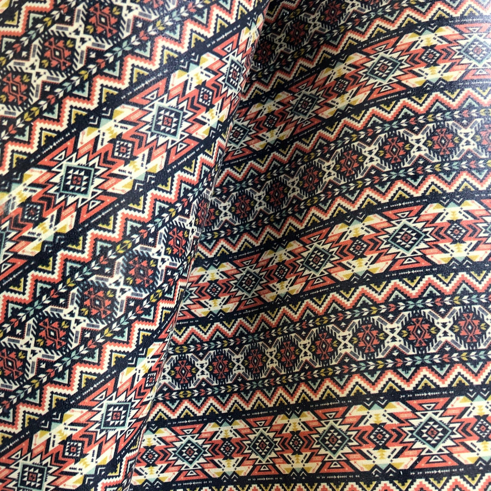 Coral Aztec Printed Leather