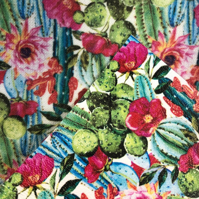 Bright Up Close Cactus Marine Vinyl Faux Leather