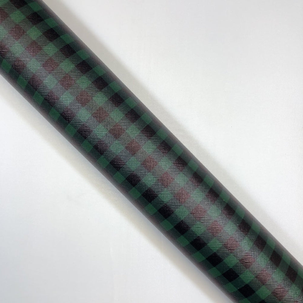 Green and Black Buffalo Plaid - Faux Leather Sheet