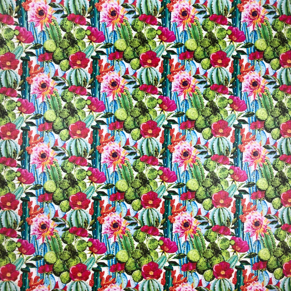 Bright Up Close Cactus Marine Vinyl Faux Leather