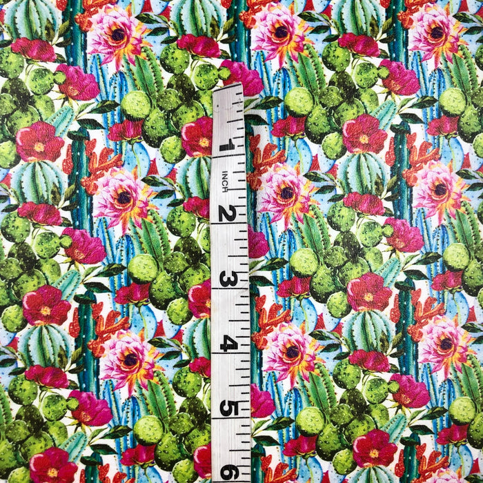 Bright Up Close Cactus Marine Vinyl Faux Leather