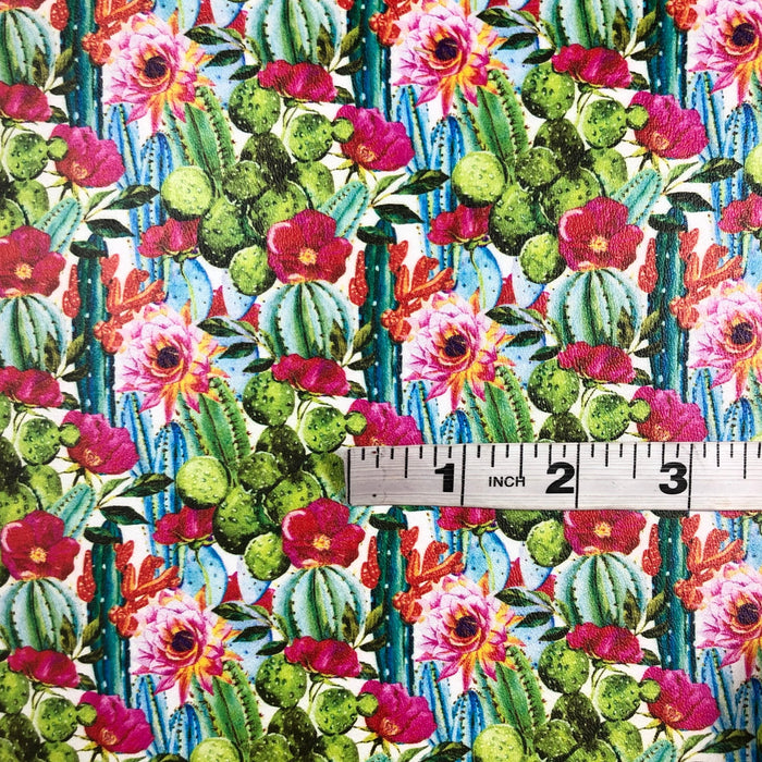 Bright Up Close Cactus Marine Vinyl Faux Leather