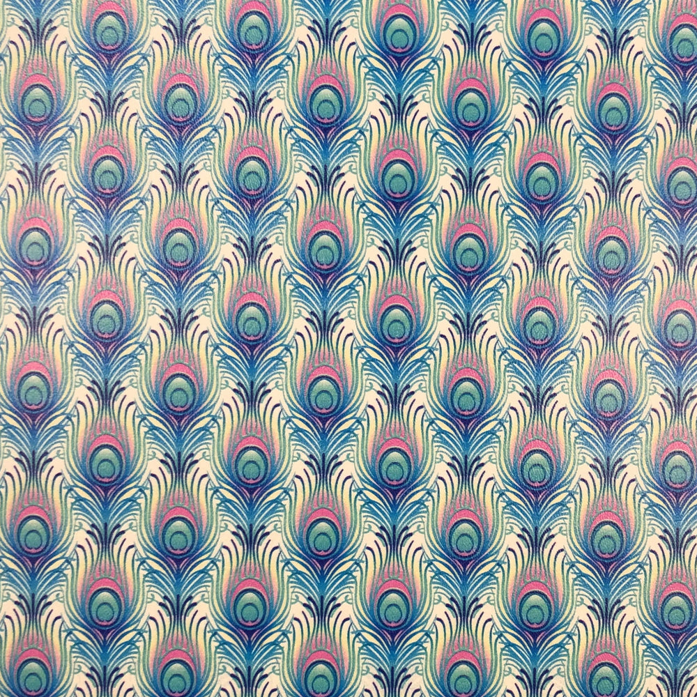 Peacock Feathers Printed Marine Vinyl Faux Leather