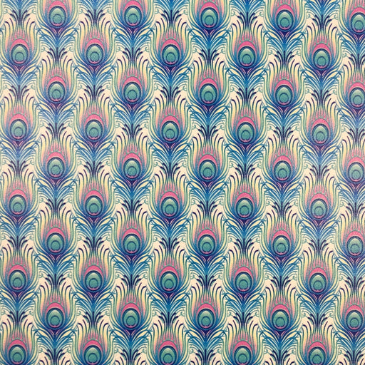 Peacock Feathers Printed Marine Vinyl Faux Leather