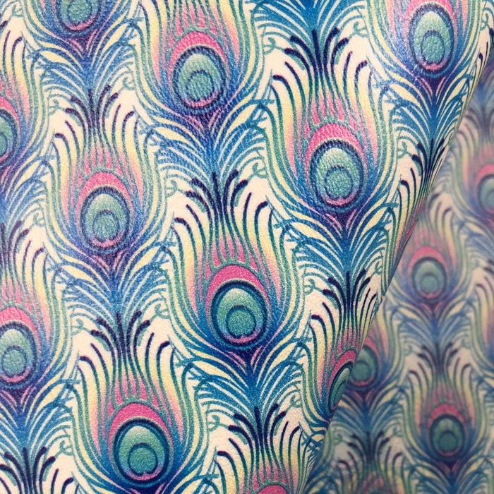 Peacock Feathers Printed Marine Vinyl Faux Leather