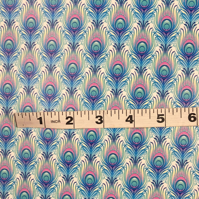 Peacock Feathers Printed Marine Vinyl Faux Leather