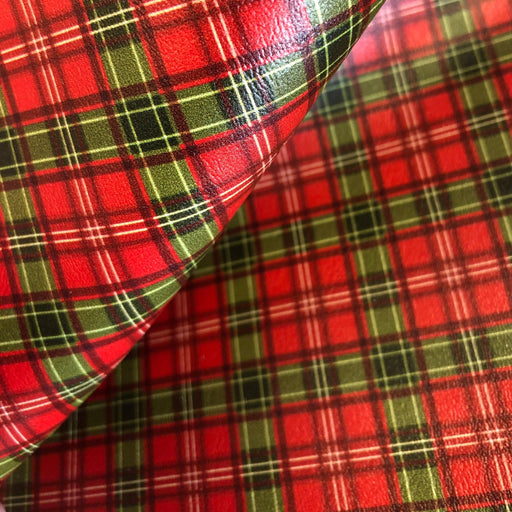 Holiday Tartan Plaid Faux Leather - Printed Marine Vinyl