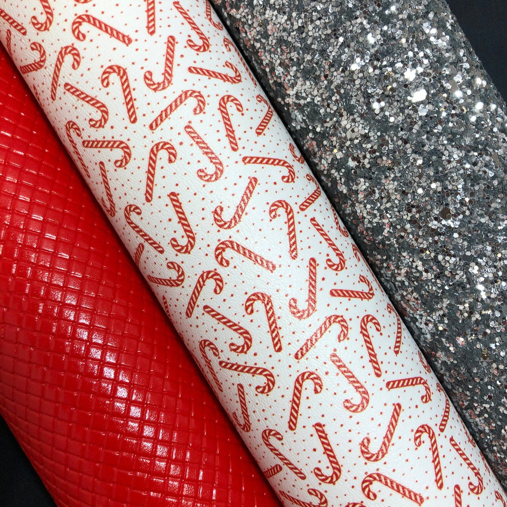 Candy Cane Polka Dot Marine Vinyl Faux Leather