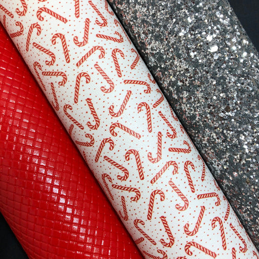 Candy Cane Polka Dot Marine Vinyl Faux Leather