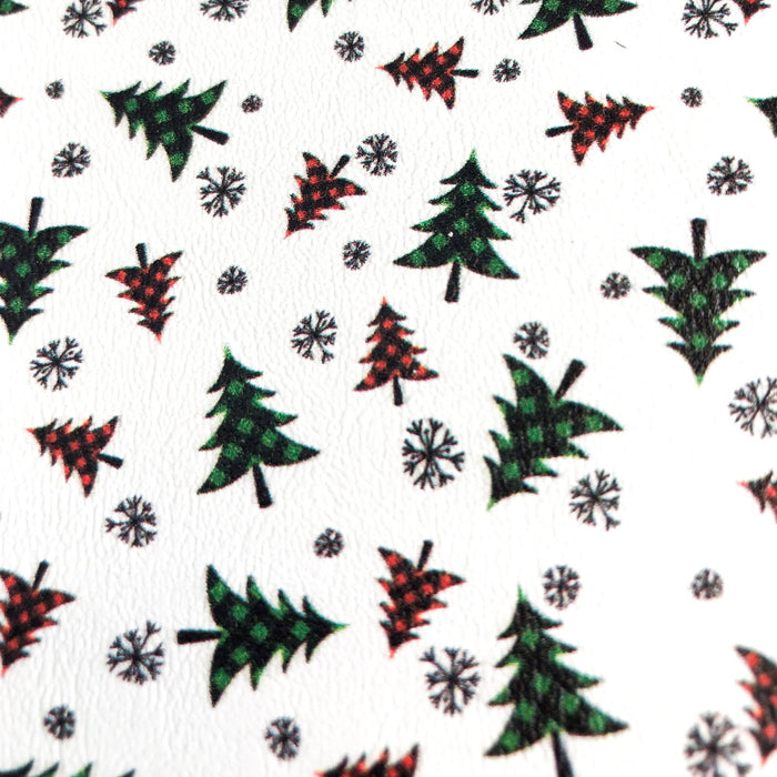 Plaid Holiday Trees Marine Vinyl Faux Leather