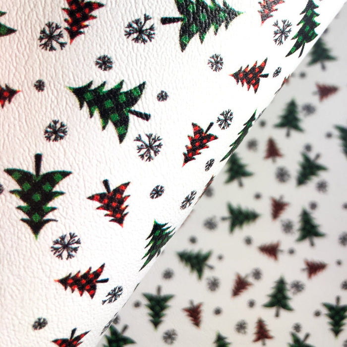Plaid Holiday Trees Marine Vinyl Faux Leather
