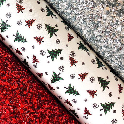 Plaid Holiday Trees Marine Vinyl Faux Leather