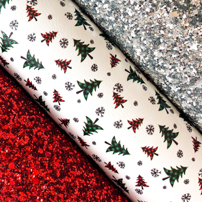 Plaid Holiday Trees Marine Vinyl Faux Leather
