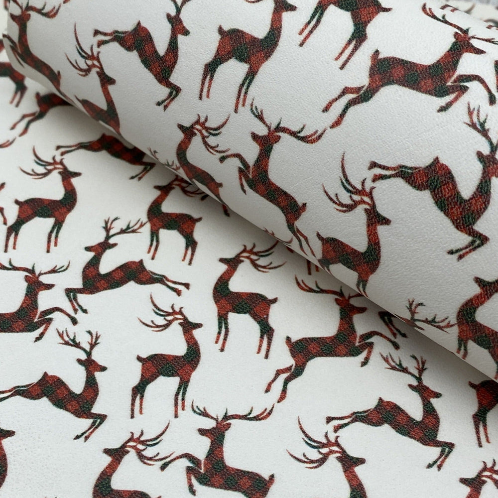 Plaid Reindeer Printed Leather